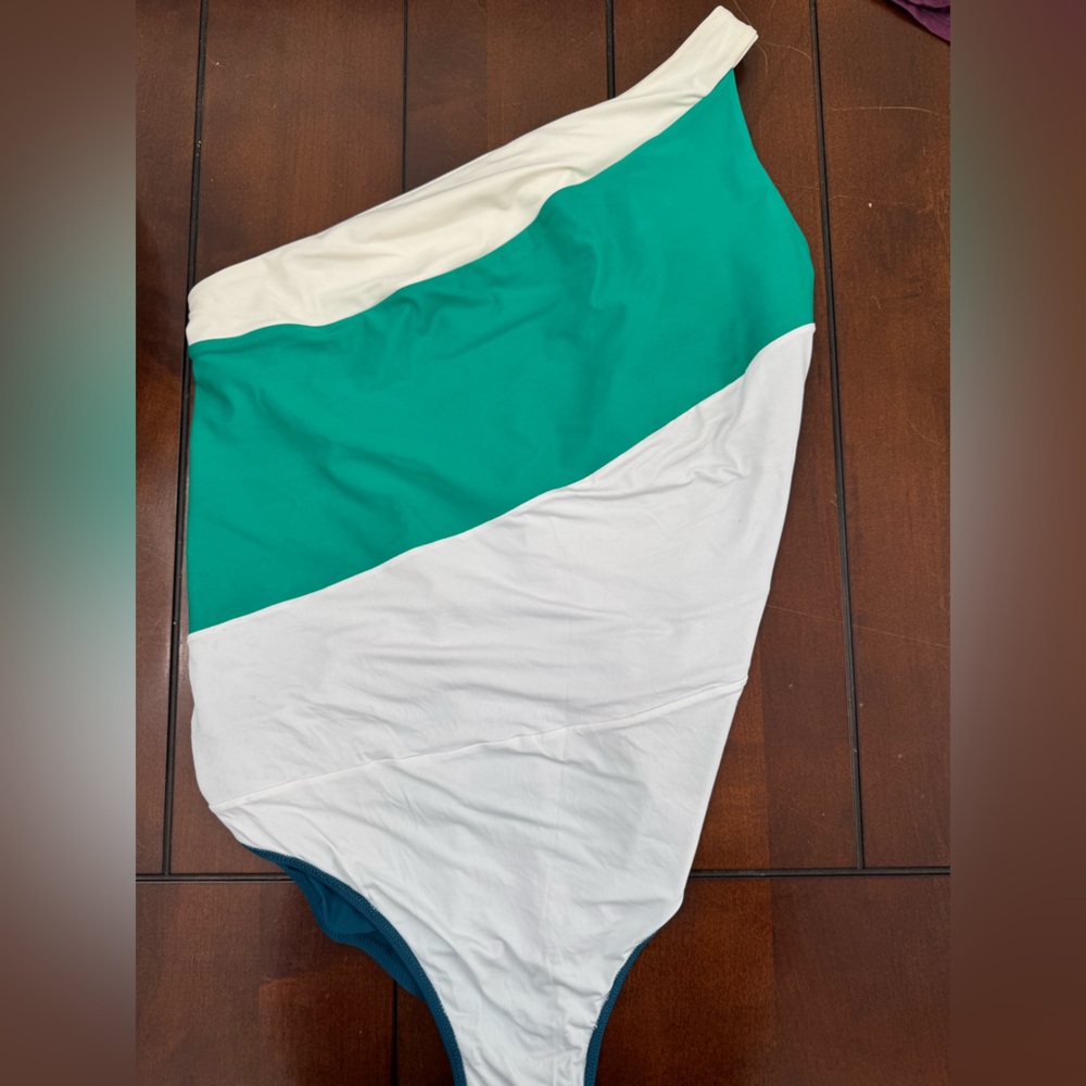 Swimsuit Teal and Blue Colorblock - 1 shoulder strap